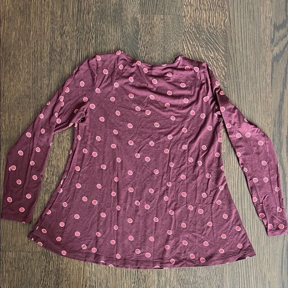 Polka Dot Long Sleeve Top - Burgundy and Pink‎ - Picture 3 of 3